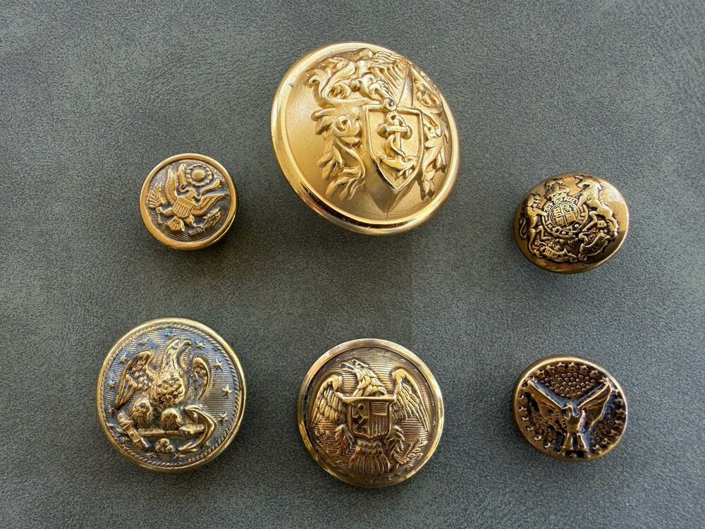 Vintage Brass Military Eagle Uniform Button Lot Waterbury Heraldic Blazer 7